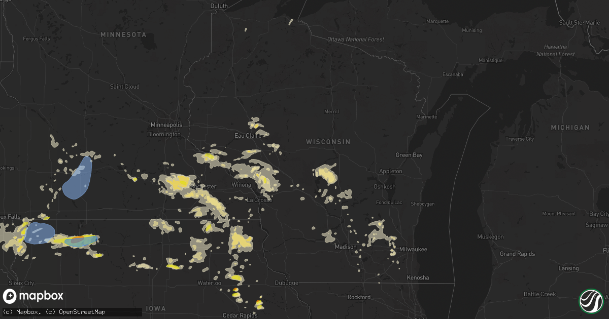 Hail map in Wisconsin on June 27, 2019