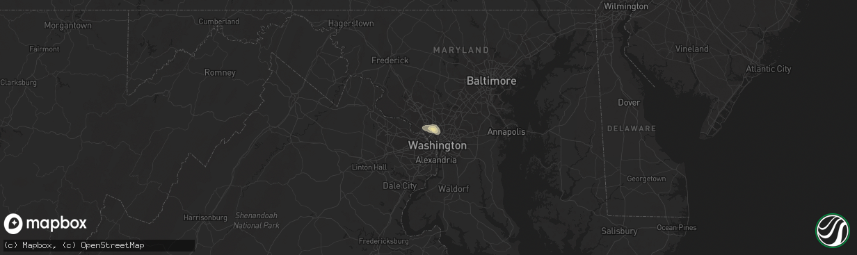 Hail map in Bethesda, MD on June 27, 2020