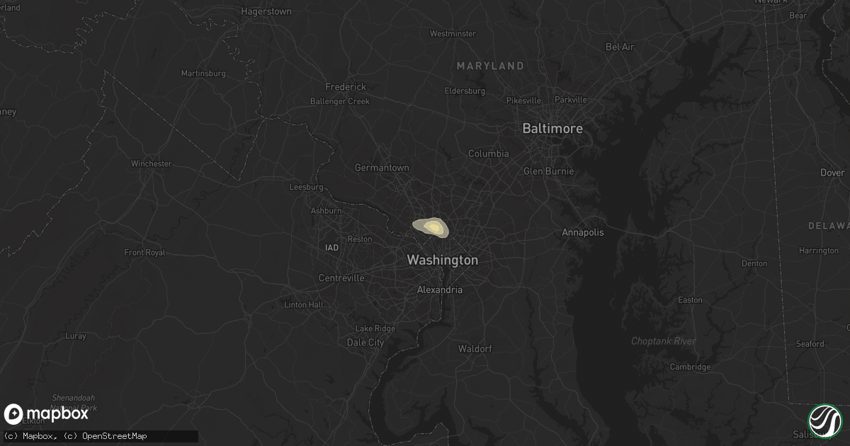 Hail map in Bethesda, MD on June 27, 2020