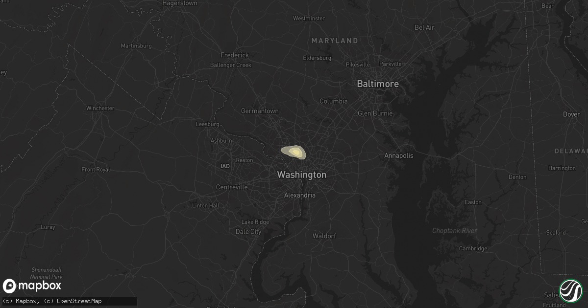 Hail map in Chevy Chase, MD on June 27, 2020