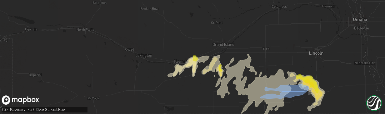 Hail map in Gibbon, NE on June 27, 2020