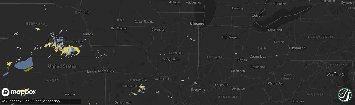 Hail map in Illinois on June 27, 2020