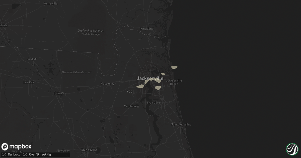 Hail map in Jacksonville, FL on June 27, 2020