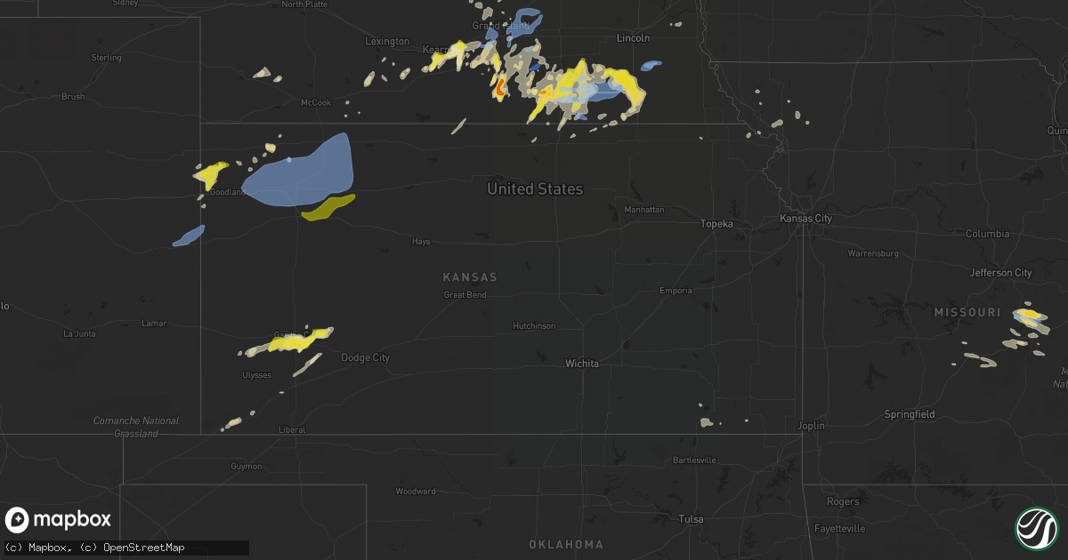 Hail map in Kansas on June 27, 2020