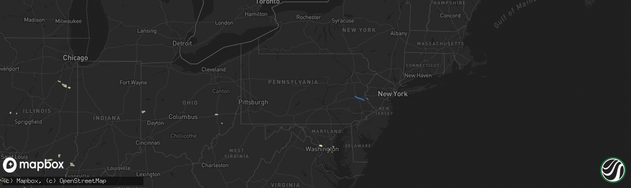 Hail map in Pennsylvania on June 27, 2020