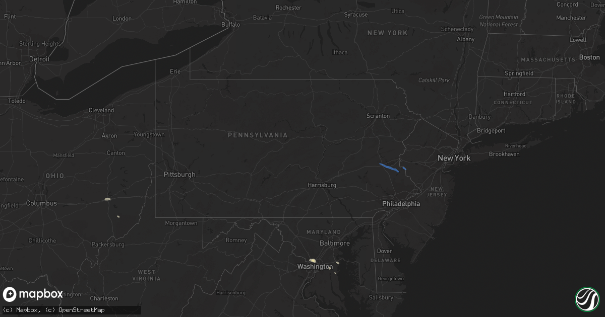 Hail map in Pennsylvania on June 27, 2020