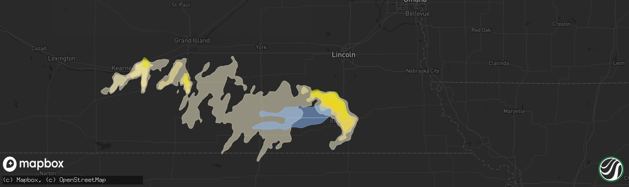 Hail map in Wilber, NE on June 27, 2020