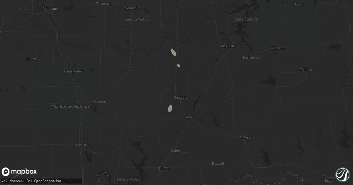 Hail map in Coalgate, OK on June 27, 2021