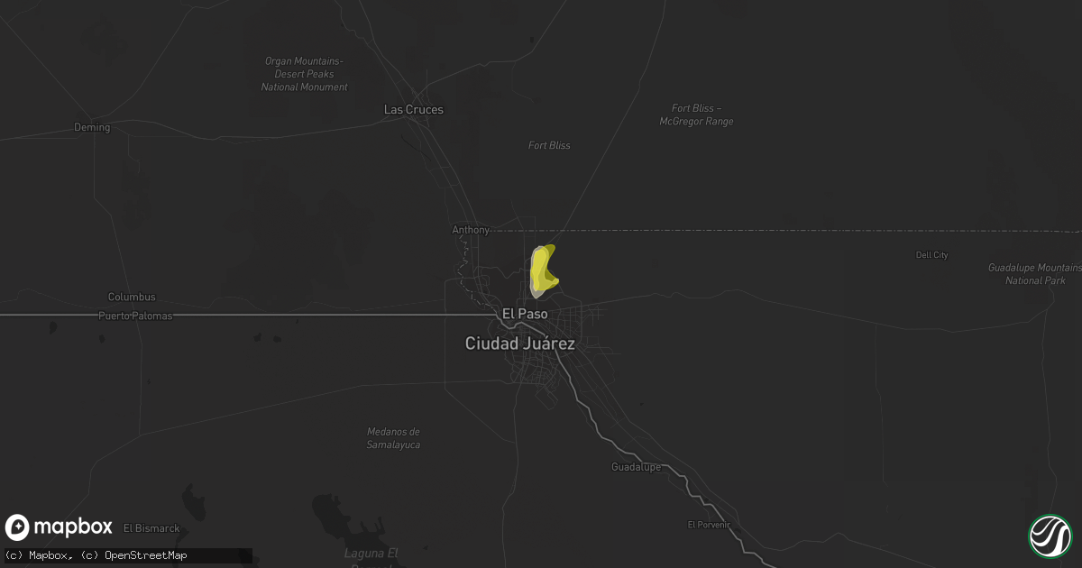 Hail map in Fort Bliss, TX on June 27, 2021