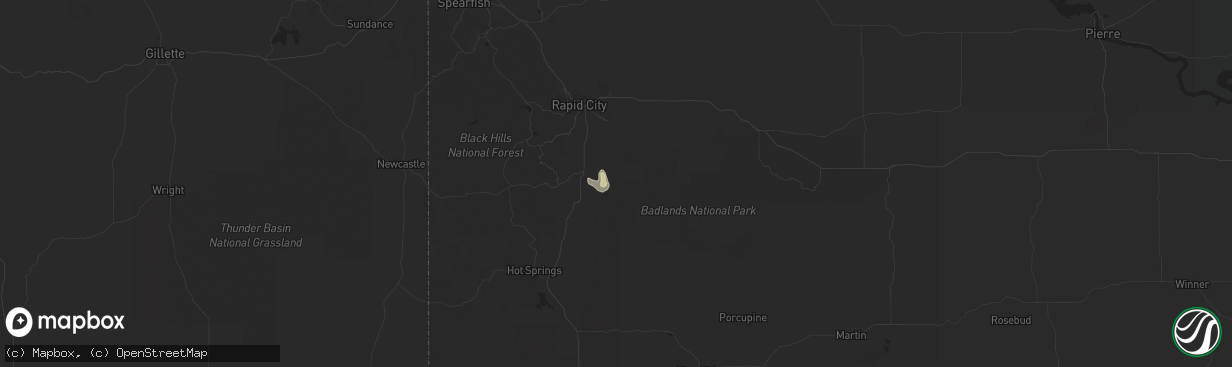 Hail map in Hermosa, SD on June 27, 2021