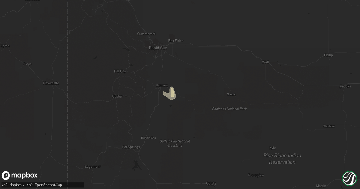 Hail map in Hermosa, SD on June 27, 2021