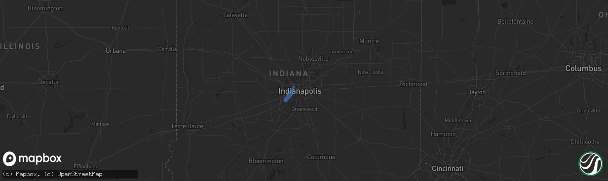 Hail map in Indianapolis, IN on June 27, 2021