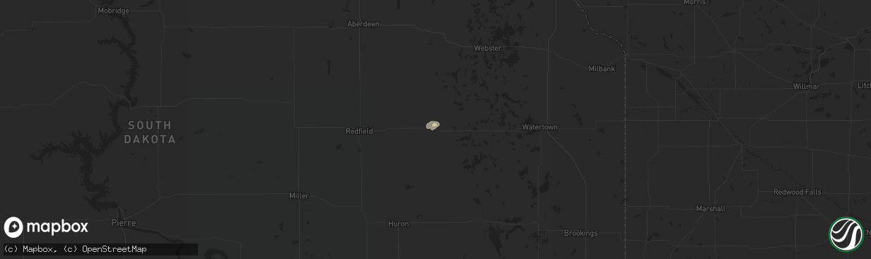 Hail map in Raymond, SD on June 27, 2021