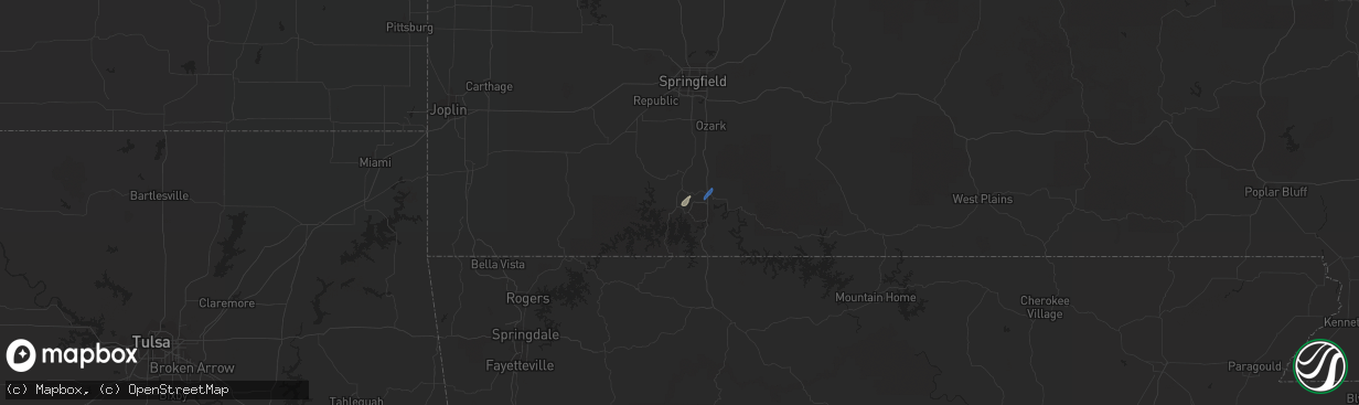 Hail map in Reeds Spring, MO on June 27, 2021