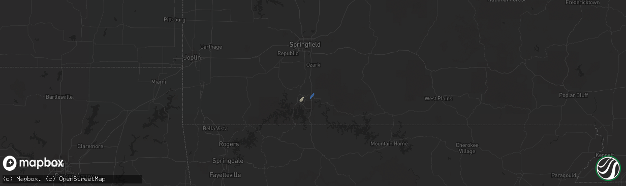 Hail map in Walnut Shade, MO on June 27, 2021