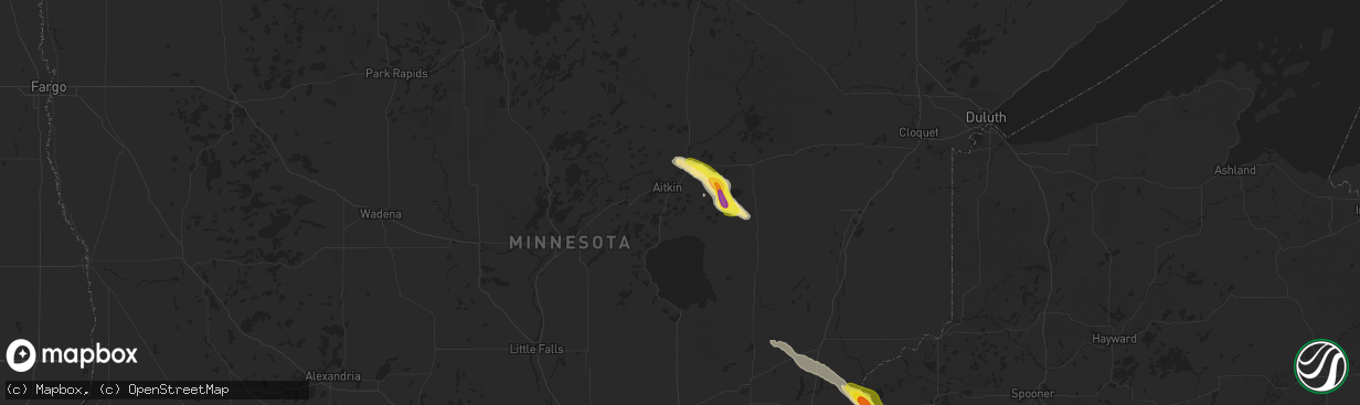 Hail map in Aitkin, MN on June 27, 2022