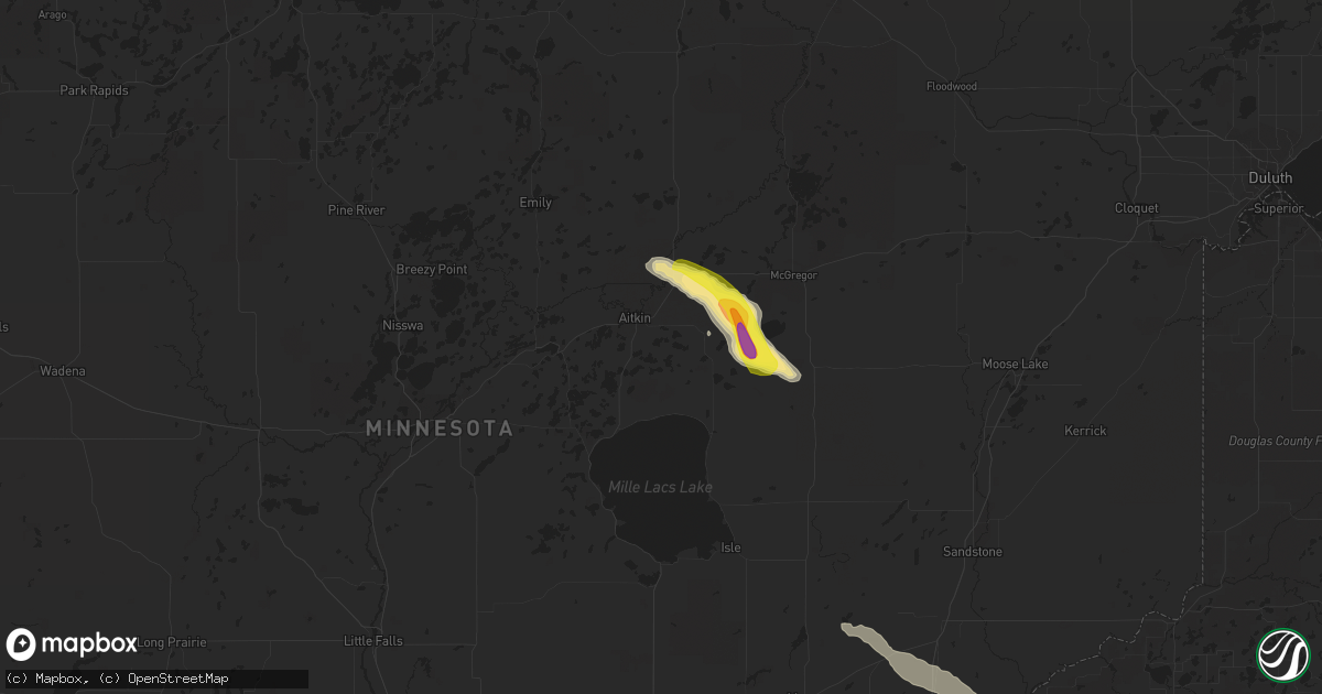 Hail map in Aitkin, MN on June 27, 2022