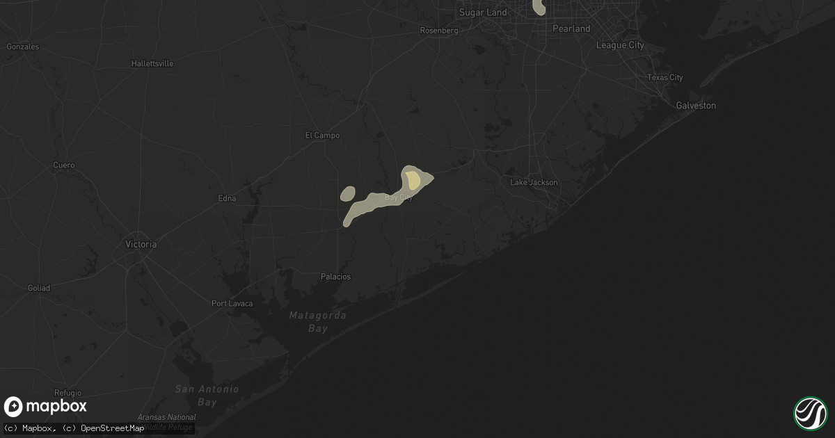 Hail map in Bay City, TX on June 27, 2022