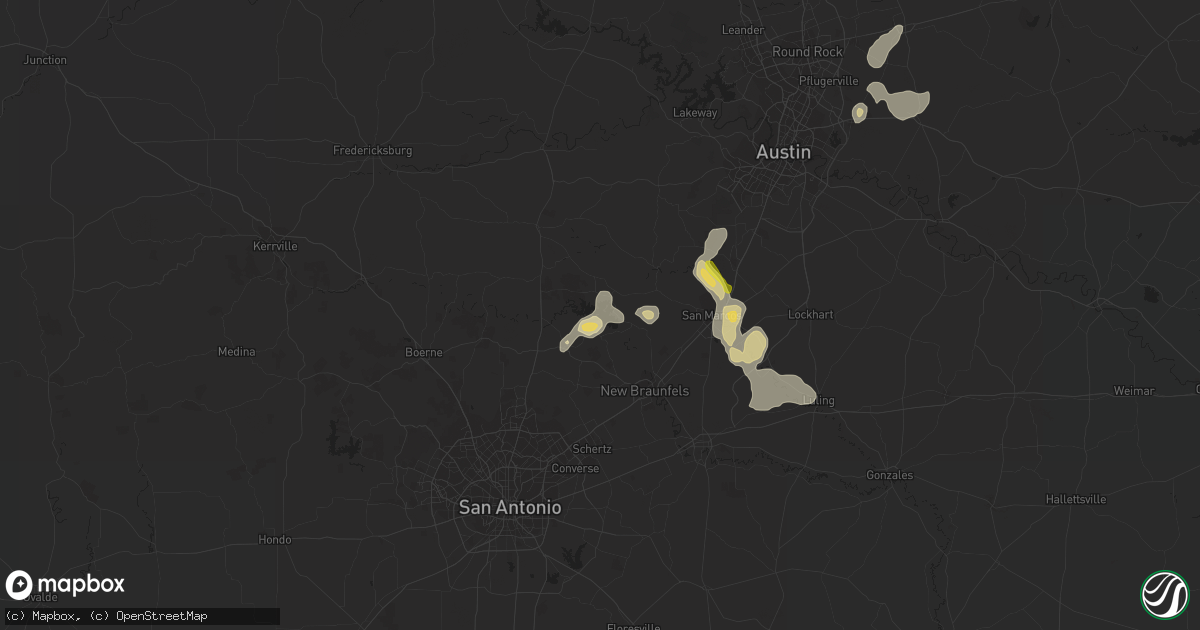 Hail map in Canyon Lake, TX on June 27, 2022