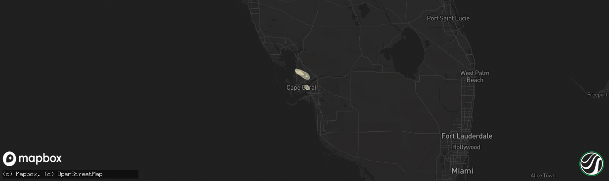 Hail map in Cape Coral, FL on June 27, 2022