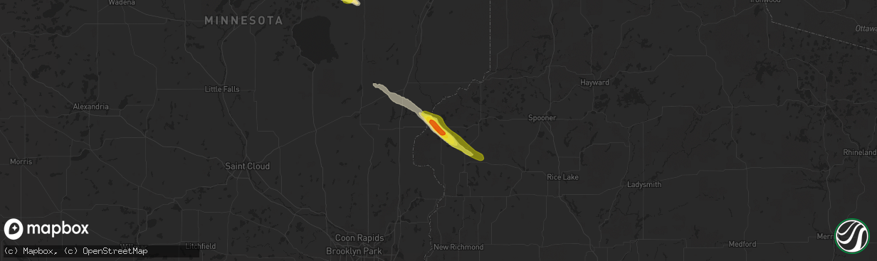 Hail map in Grantsburg, WI on June 27, 2022