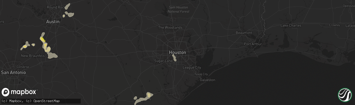 Hail map in Houston, TX on June 27, 2022