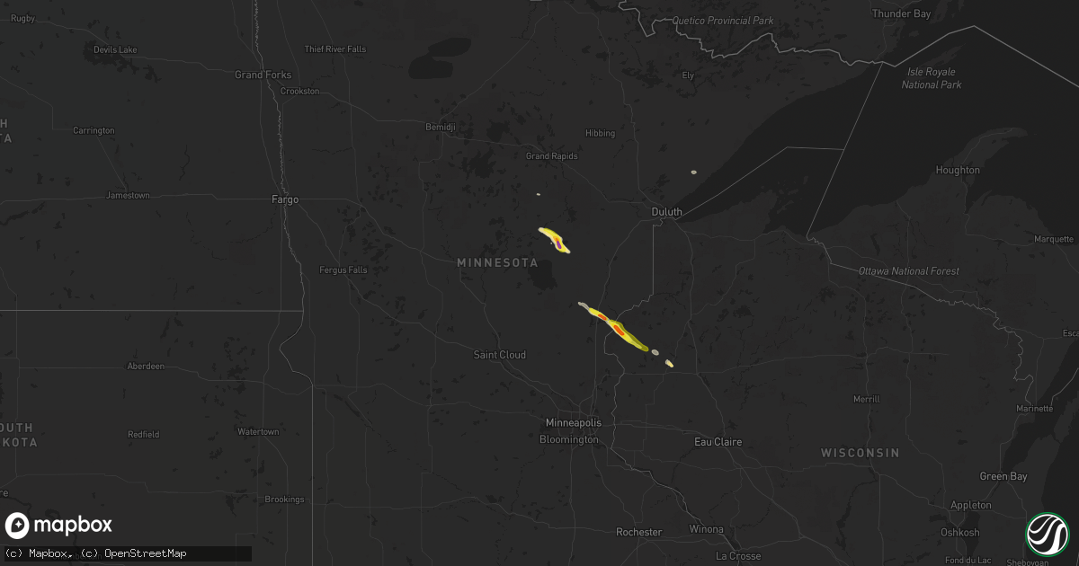 Hail map in Minnesota on June 27, 2022