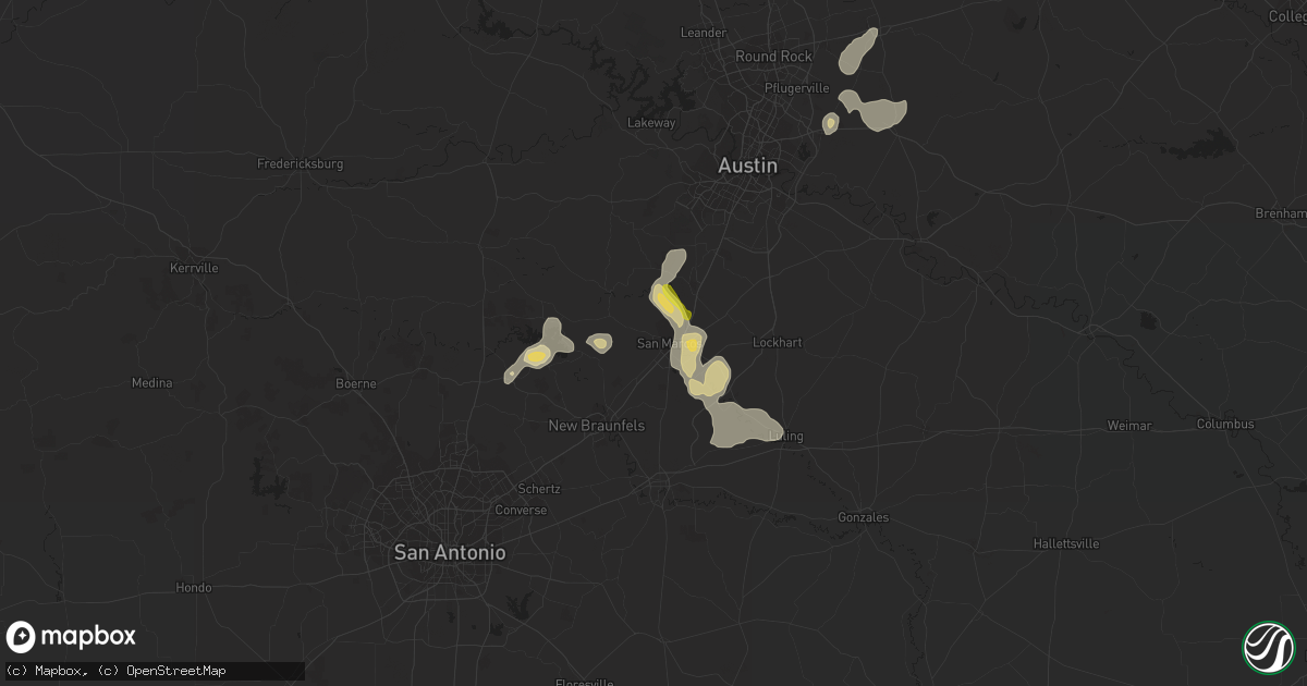Hail map in San Marcos, TX on June 27, 2022