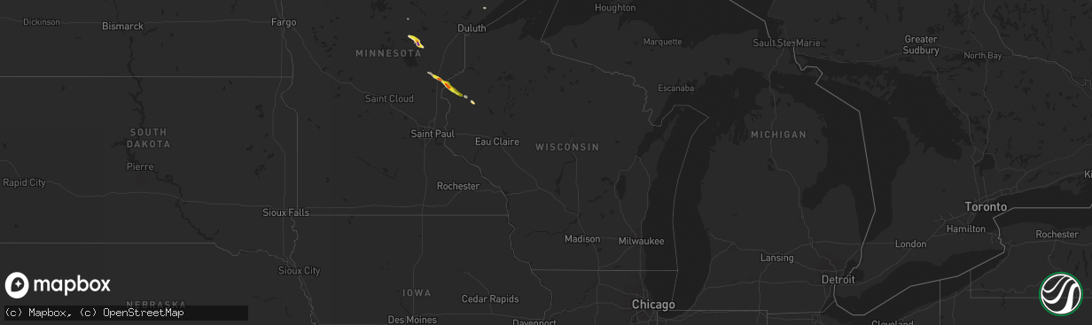 Hail map in Wisconsin on June 27, 2022