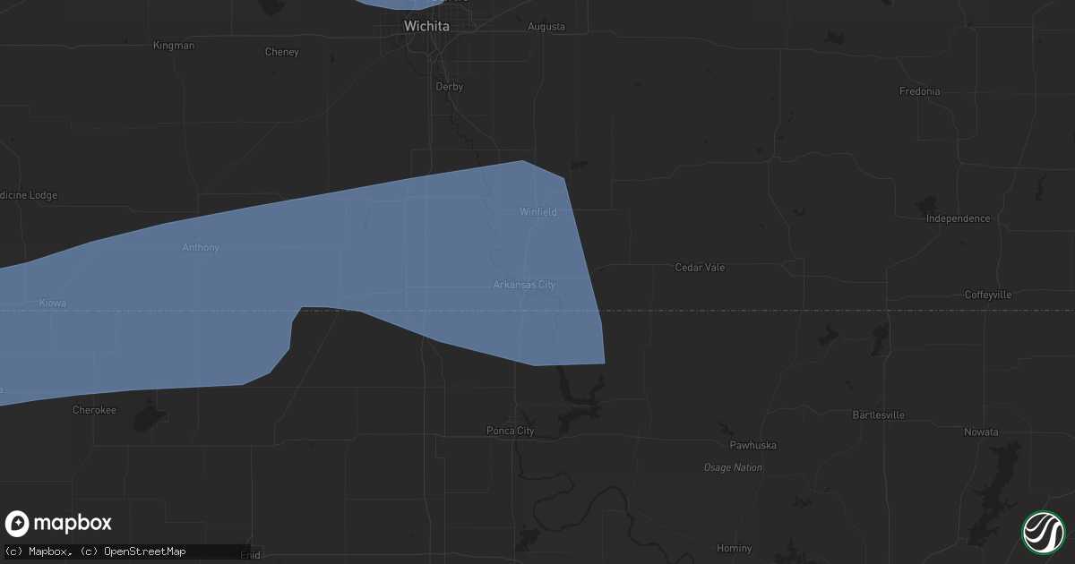 Hail map in Arkansas City, KS on June 27, 2023