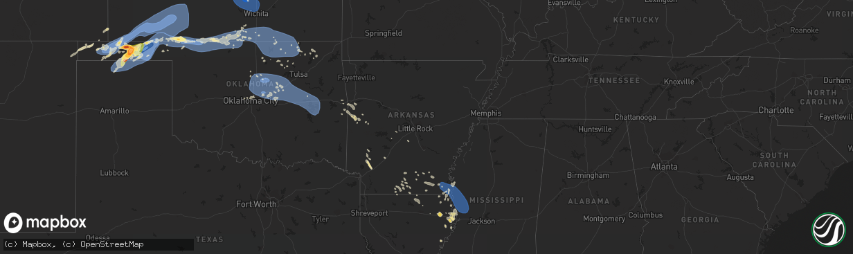 Hail map in Arkansas on June 27, 2023