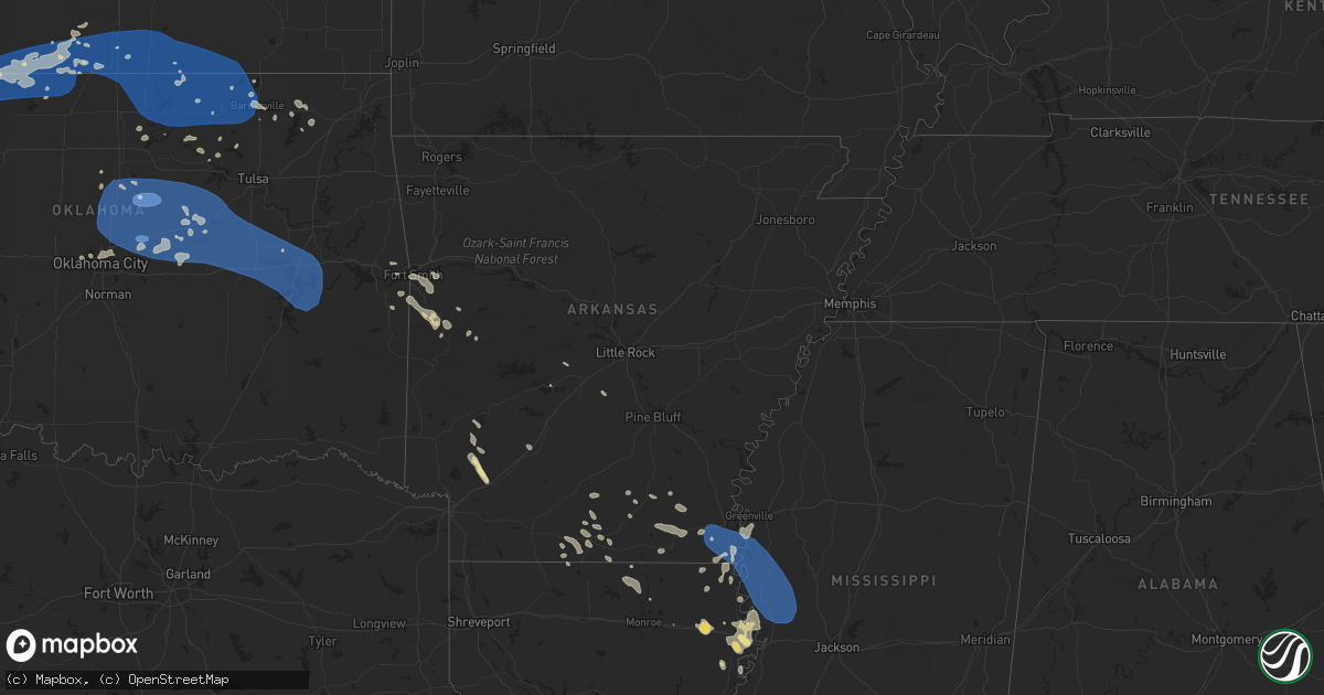 Hail map in Arkansas on June 27, 2023