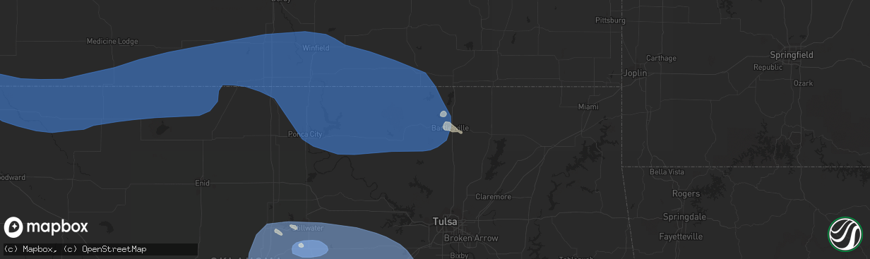Hail map in Bartlesville, OK on June 27, 2023