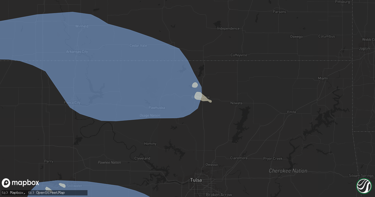 Hail map in Bartlesville, OK on June 27, 2023