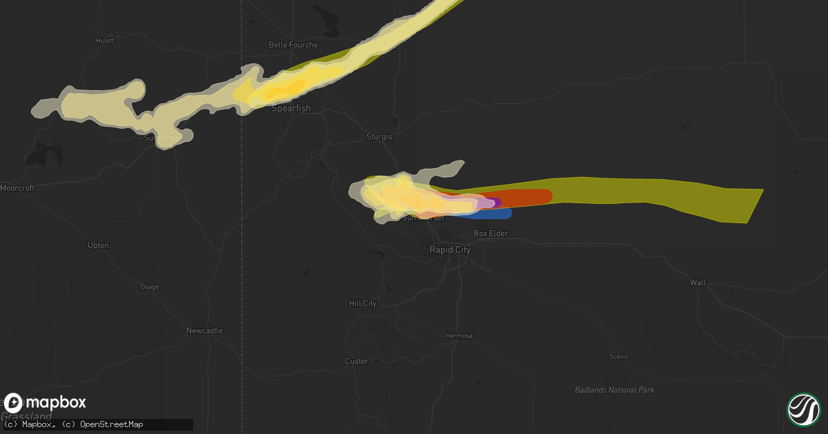 Hail map in Black Hawk, SD on June 27, 2023