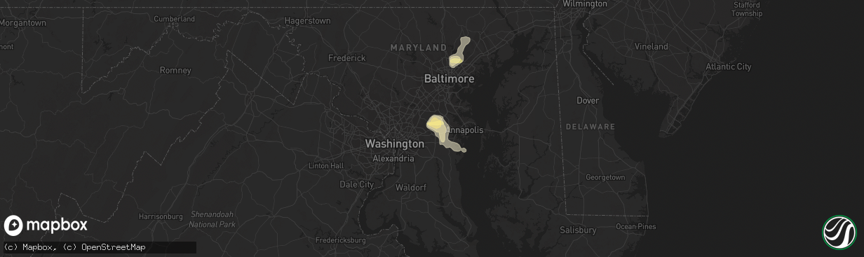 Hail map in Bowie, MD on June 27, 2023