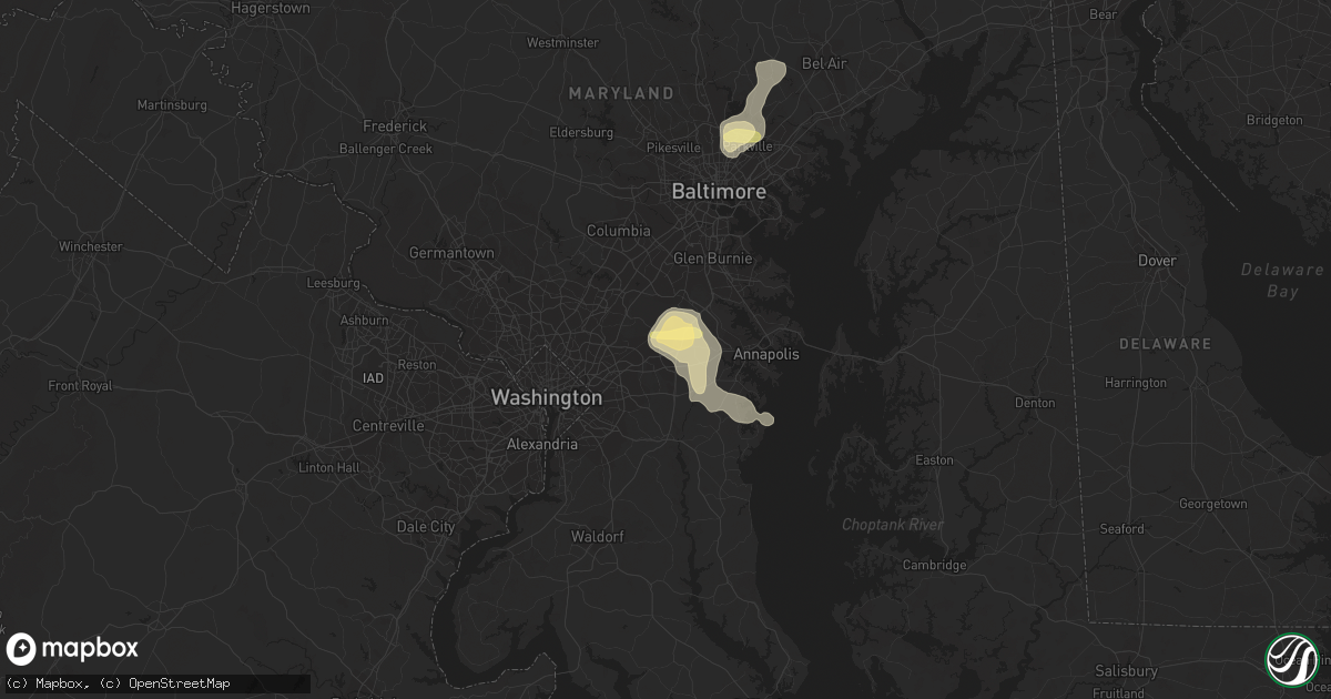 Hail map in Bowie, MD on June 27, 2023