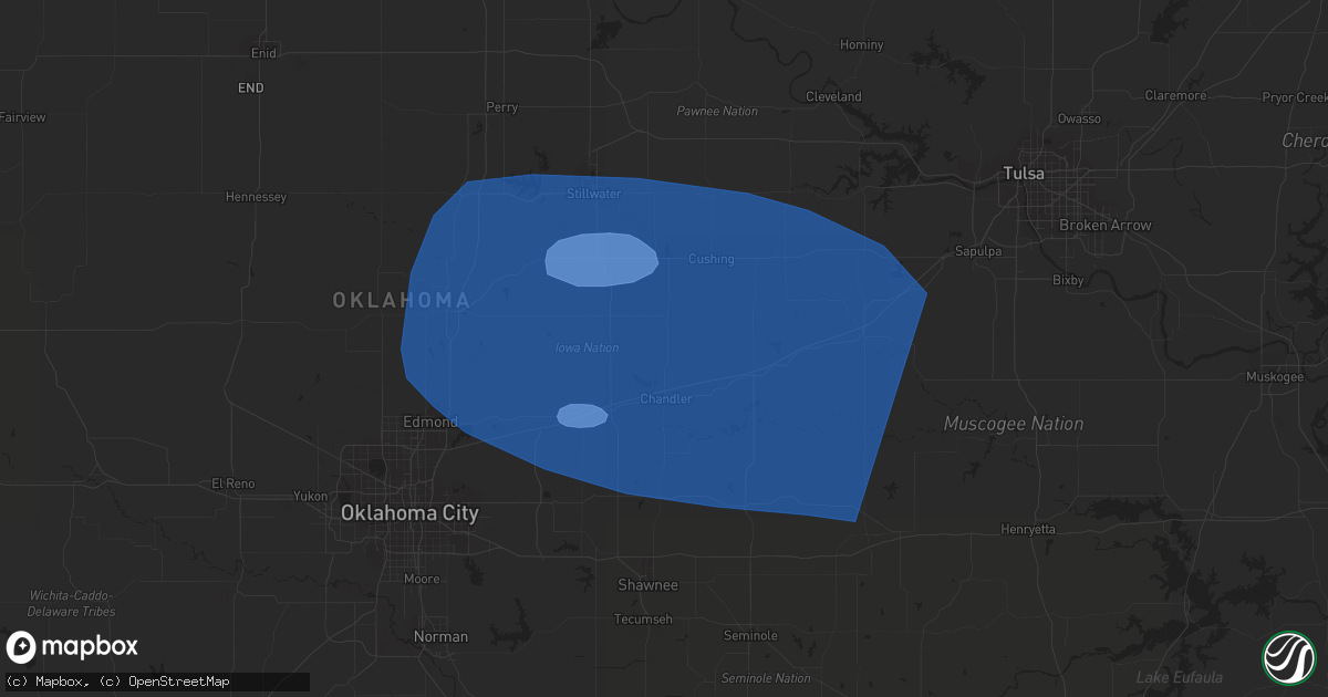 Hail map in Bristow, OK on June 27, 2023