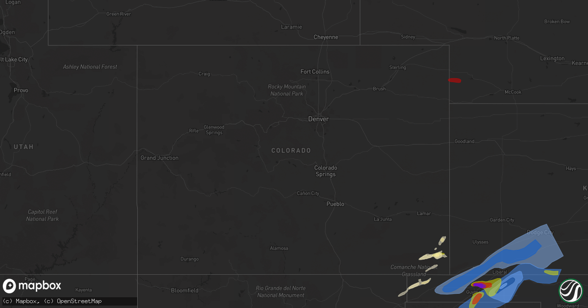 Hail map in Colorado on June 27, 2023