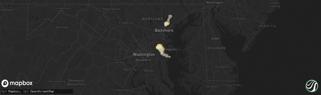 Hail map in Crofton, MD on June 27, 2023