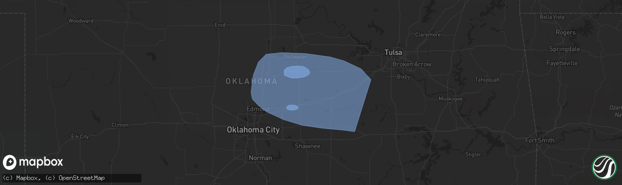 Hail map in Drumright, OK on June 27, 2023