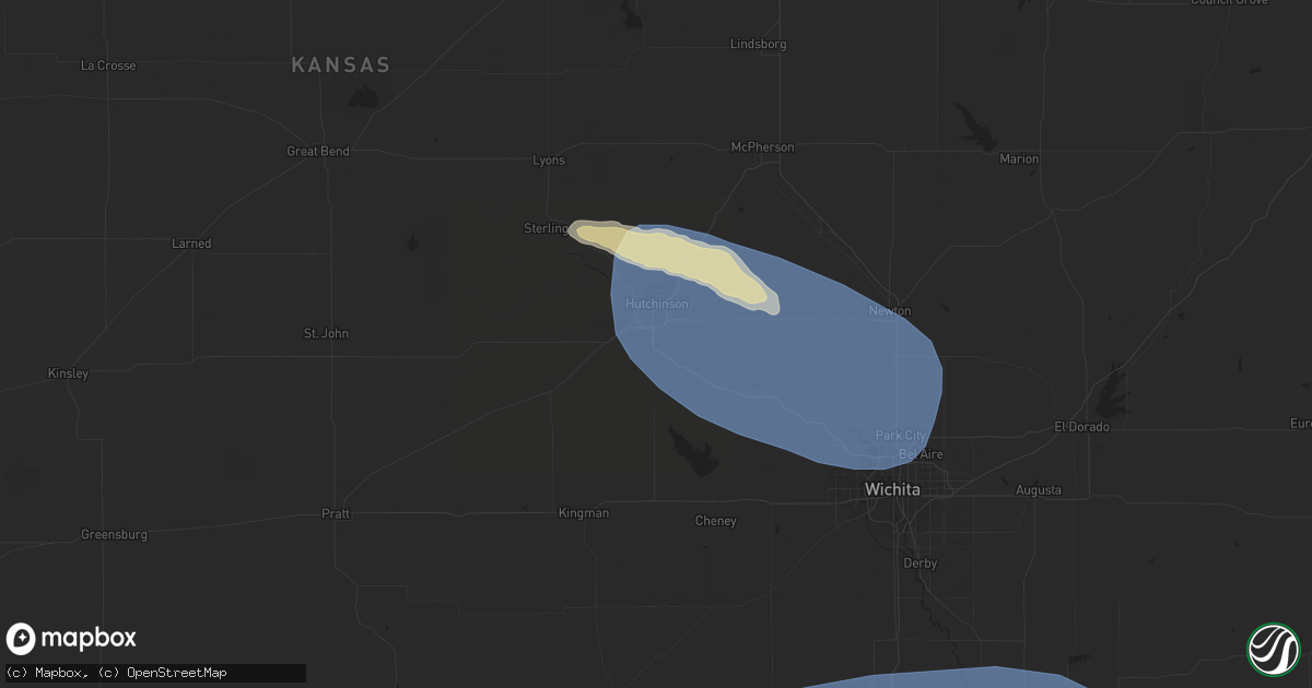 Hail map in Hutchinson, KS on June 27, 2023
