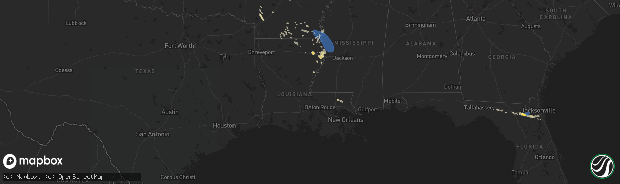 Hail map in Louisiana on June 27, 2023
