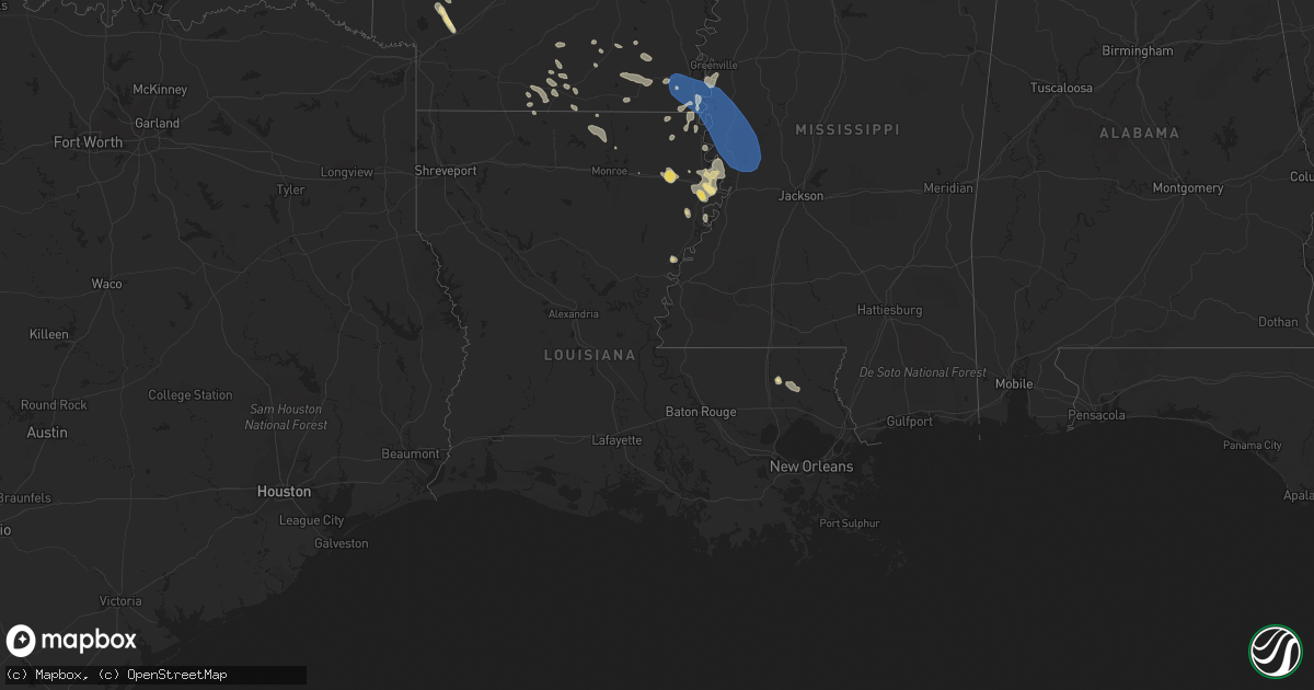 Hail map in Louisiana on June 27, 2023