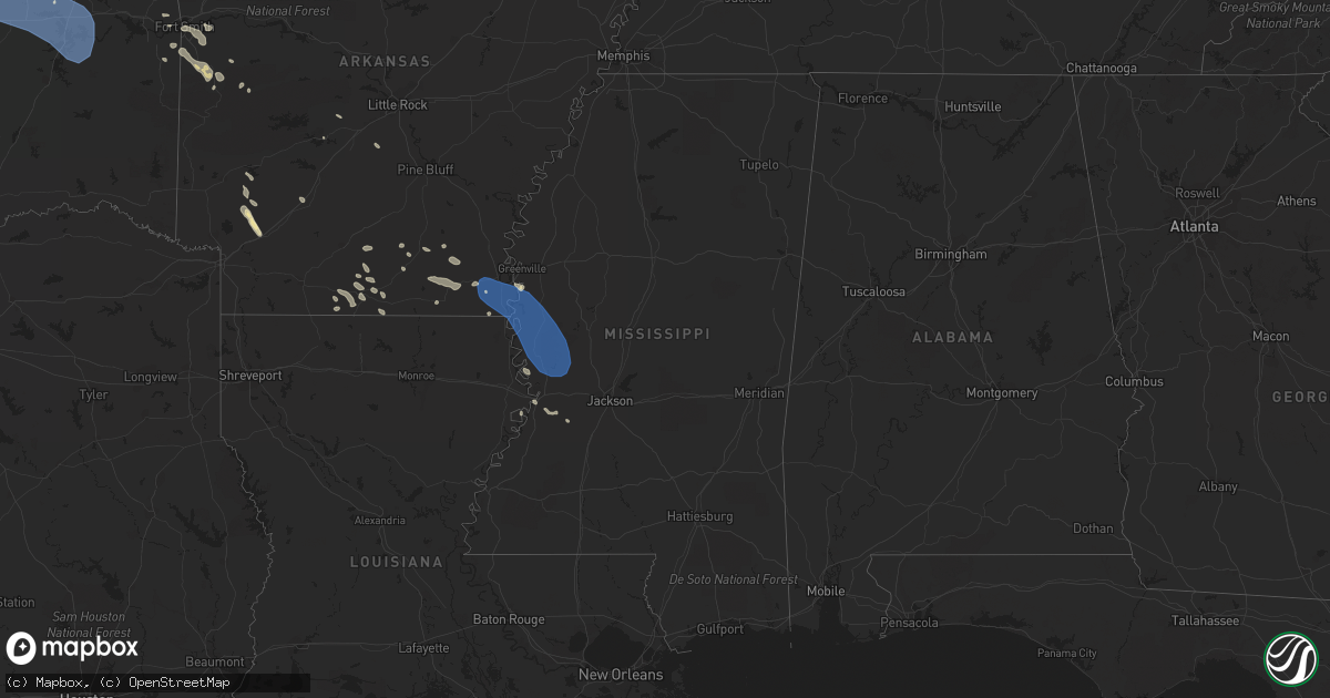 Hail map in Mississippi on June 27, 2023