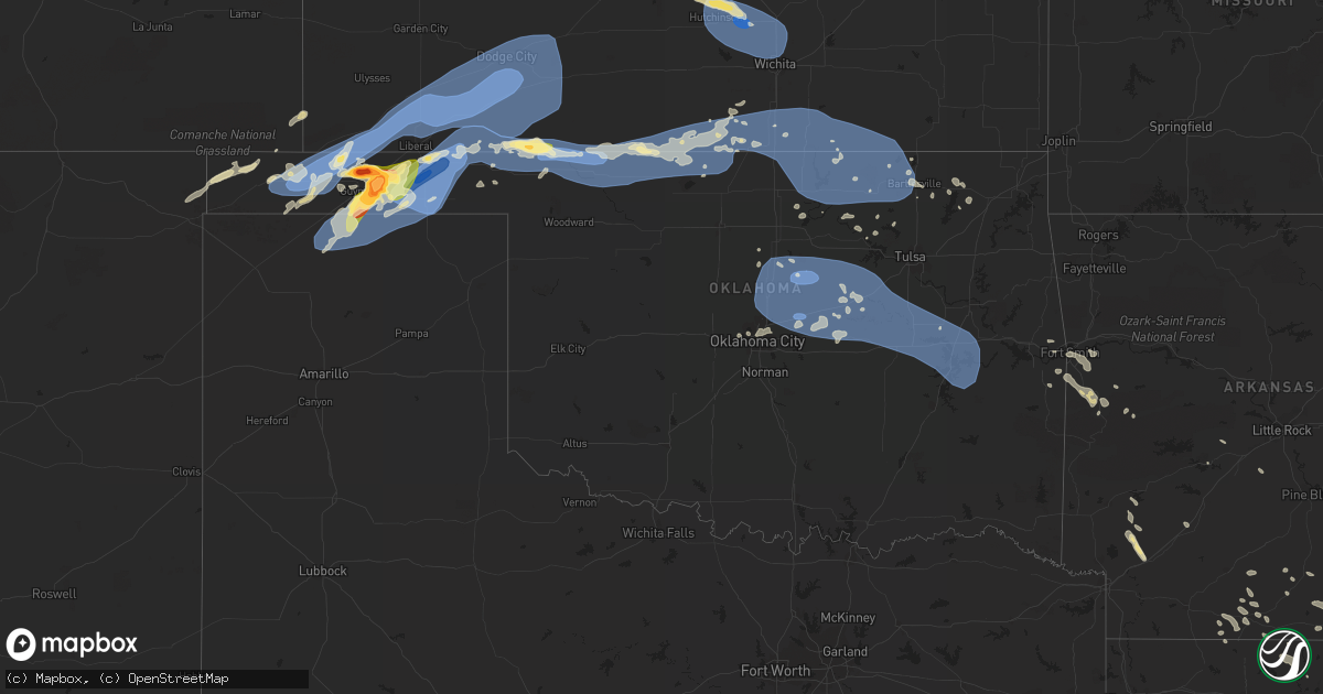 Hail map in Oklahoma on June 27, 2023