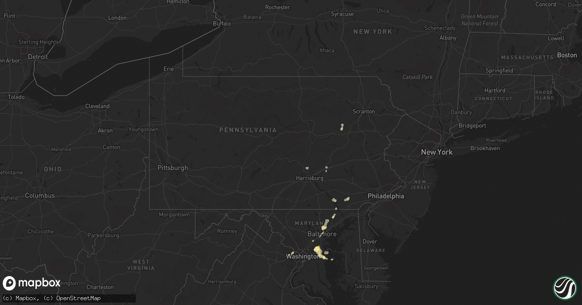 Hail map in Pennsylvania on June 27, 2023