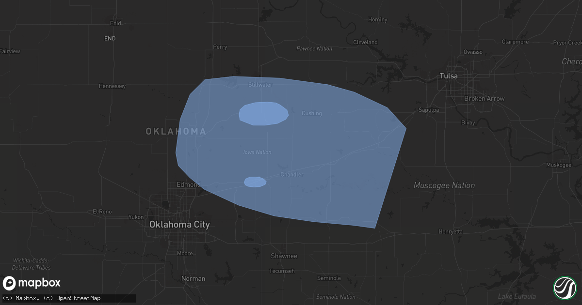 Hail map in Perkins, OK on June 27, 2023