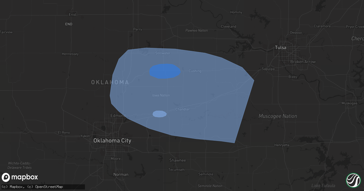 Hail map in Stroud, OK on June 27, 2023