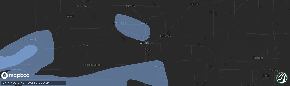 Hail map in Wichita, KS on June 27, 2023